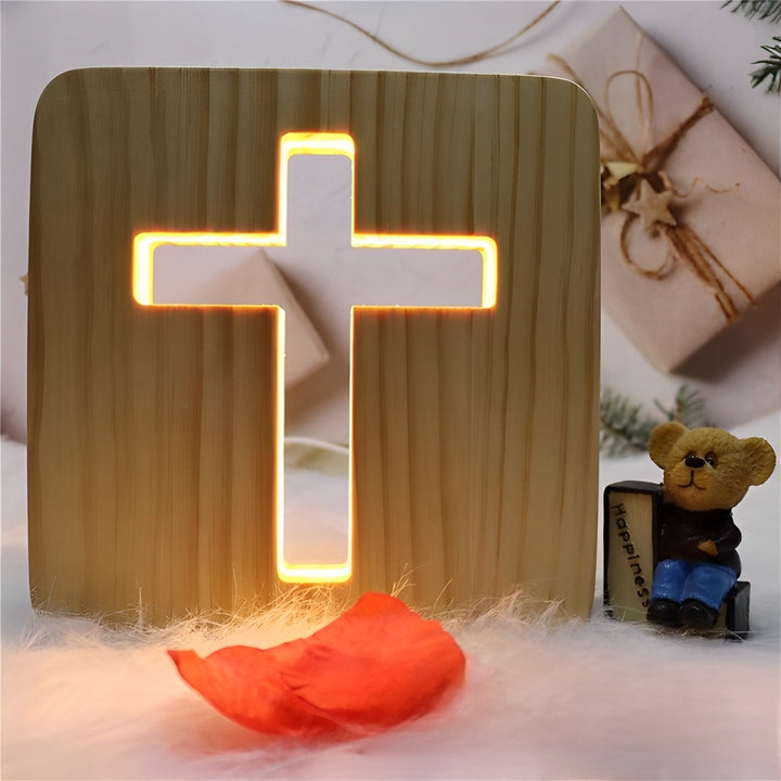 lampe chrétienne en bois