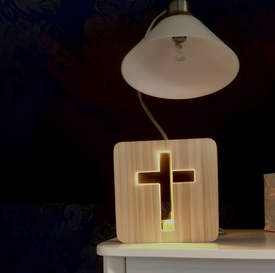 Lampe Chrétienne En Bois